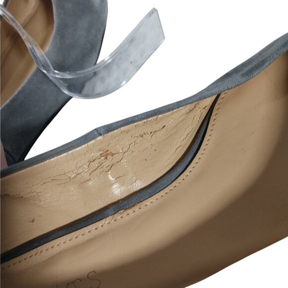 TALBOTS! SOFT DOVE GRAY GENUINE SUEDE LEATHER WEDGE HEEL PUMPS, HEELS! SZ 9M - Picture 10 of 12